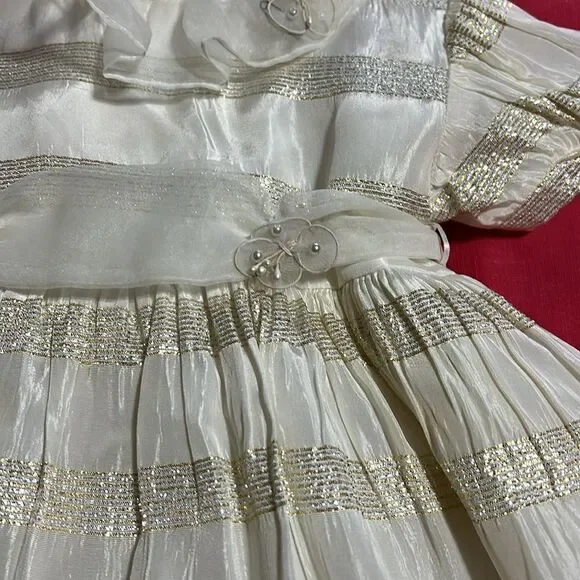 SYLVIA WHYTE for Neiman-Marcus 2T special occasion dress. Ivory, gold and silver - Picture 6 of 10